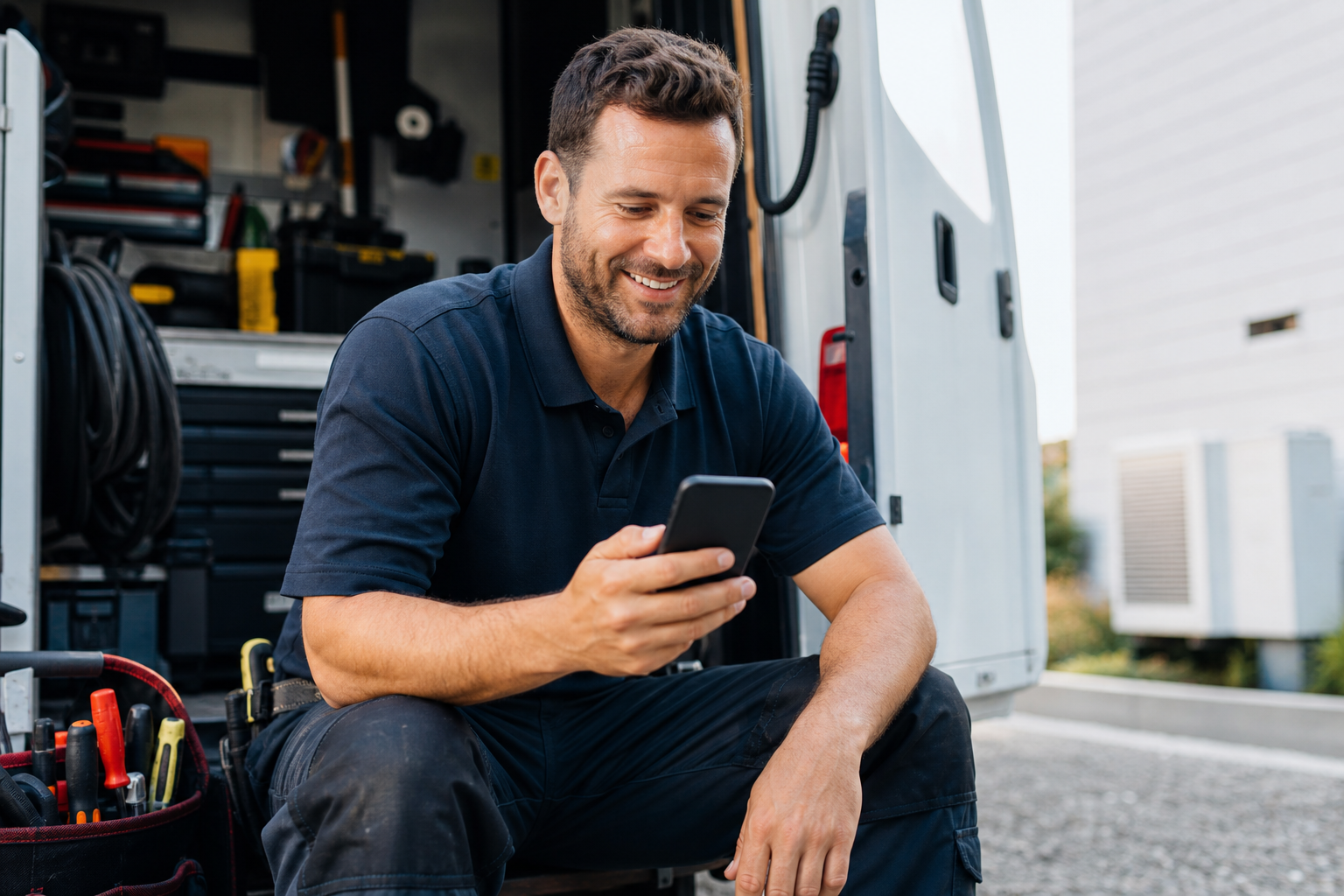 Field Service Agent Reading Solarvista Blog on Phone