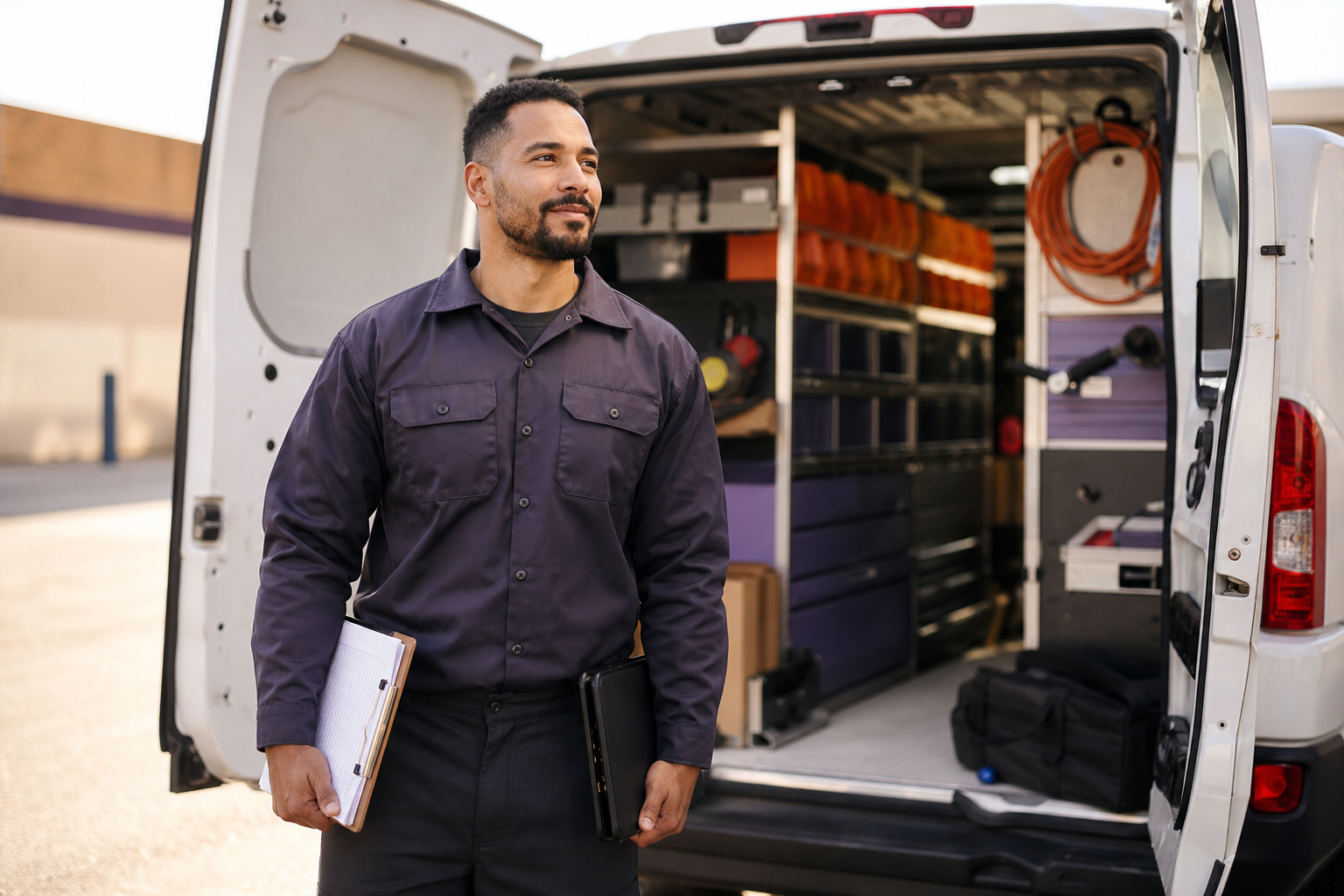Field Service Technician in Branded Van with Tools and Inventory