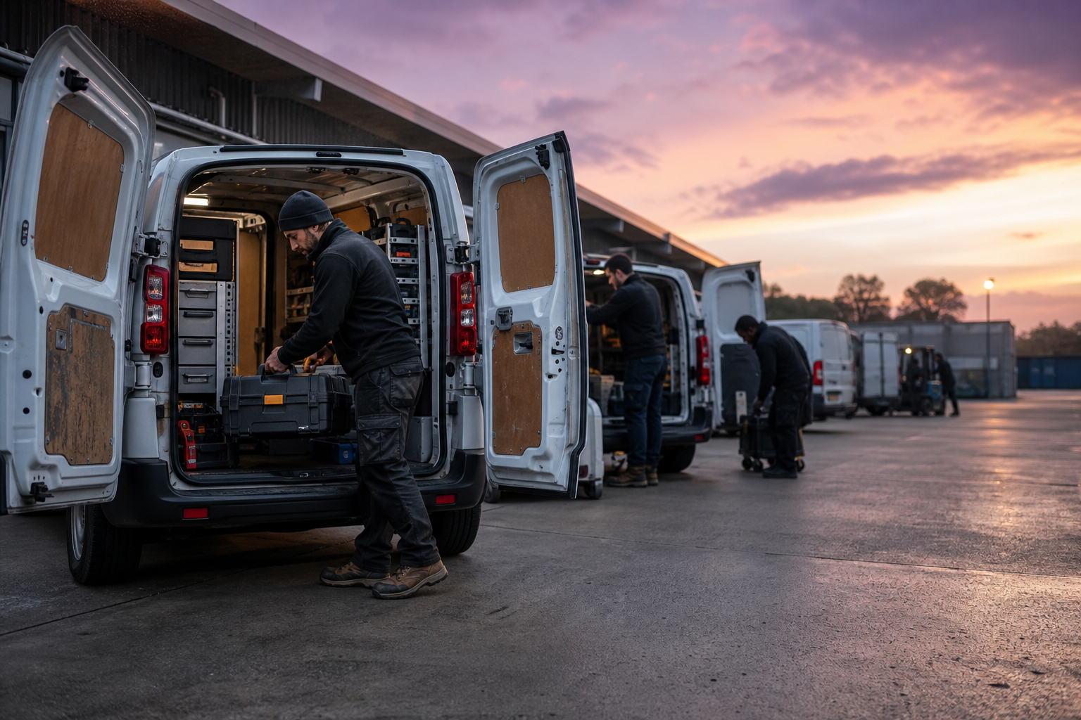 Service Depot Yard at Dawn